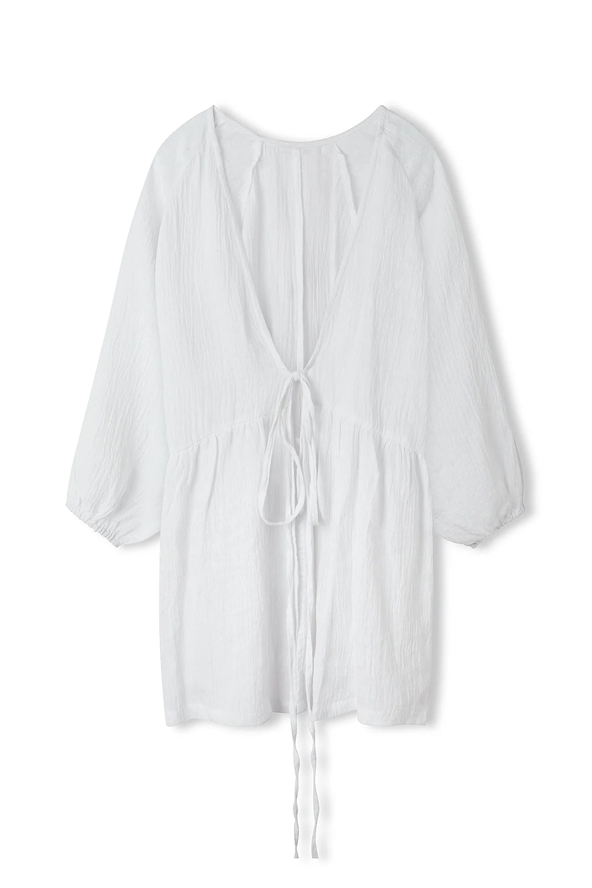 White Textured Linen Top