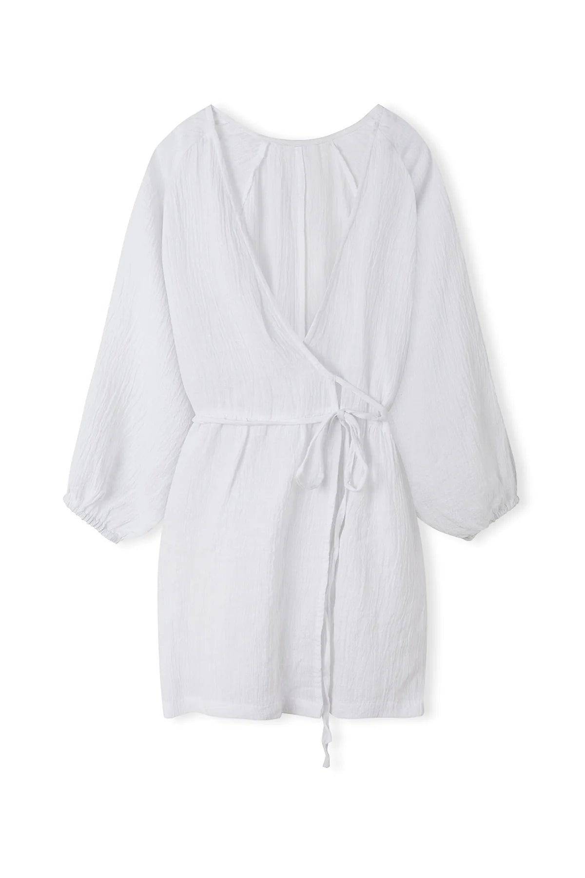 White Textured Linen Top