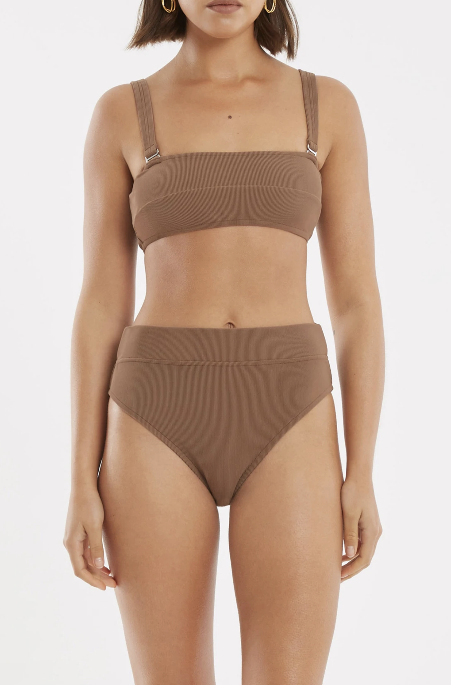 Brown Ribbed Bandeau