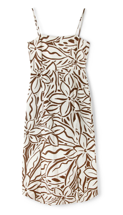 Cocoa Flower Linen Dress