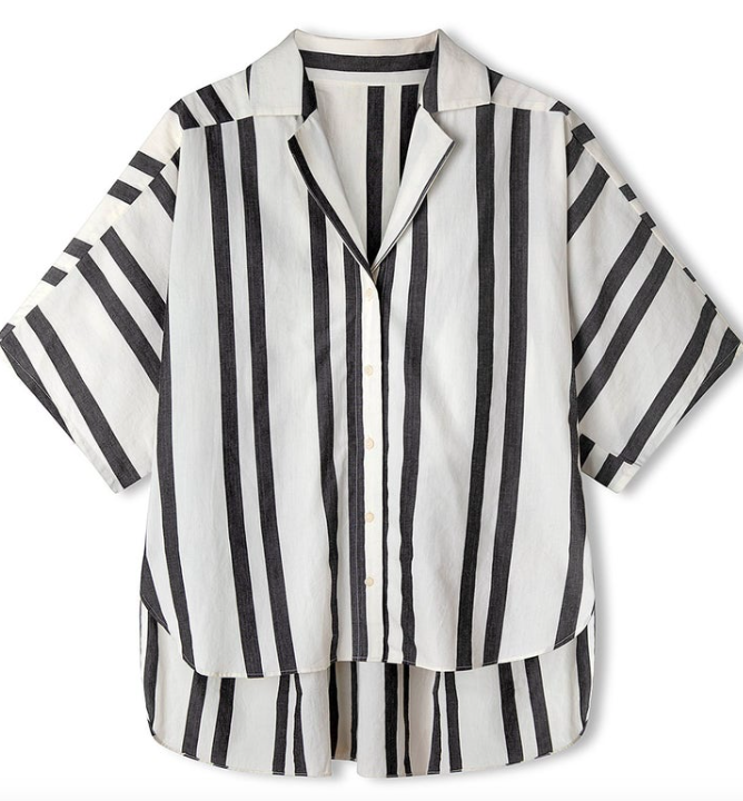 Black and Bone Stripe Organic Cotton Shirt