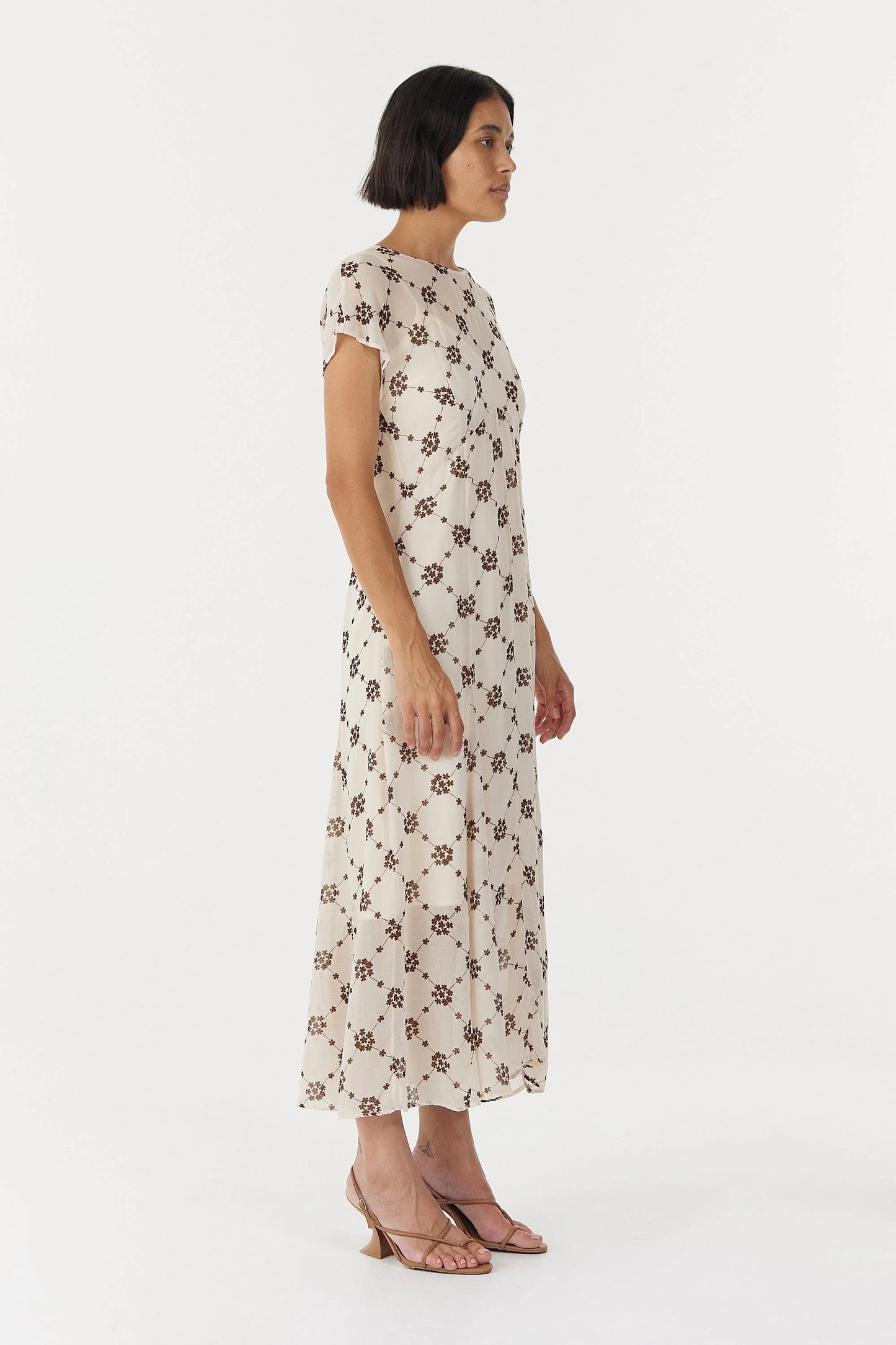 Sheer Motion Capture Sleeve Dress - Linear Bloom