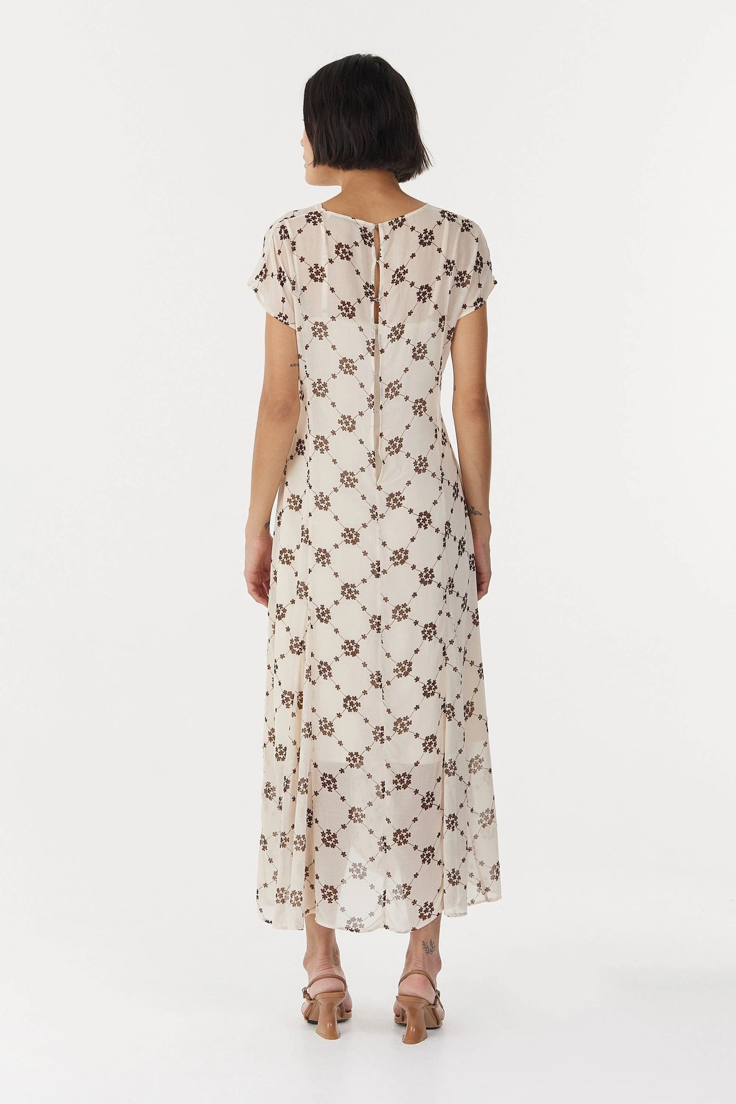 Sheer Motion Capture Sleeve Dress - Linear Bloom