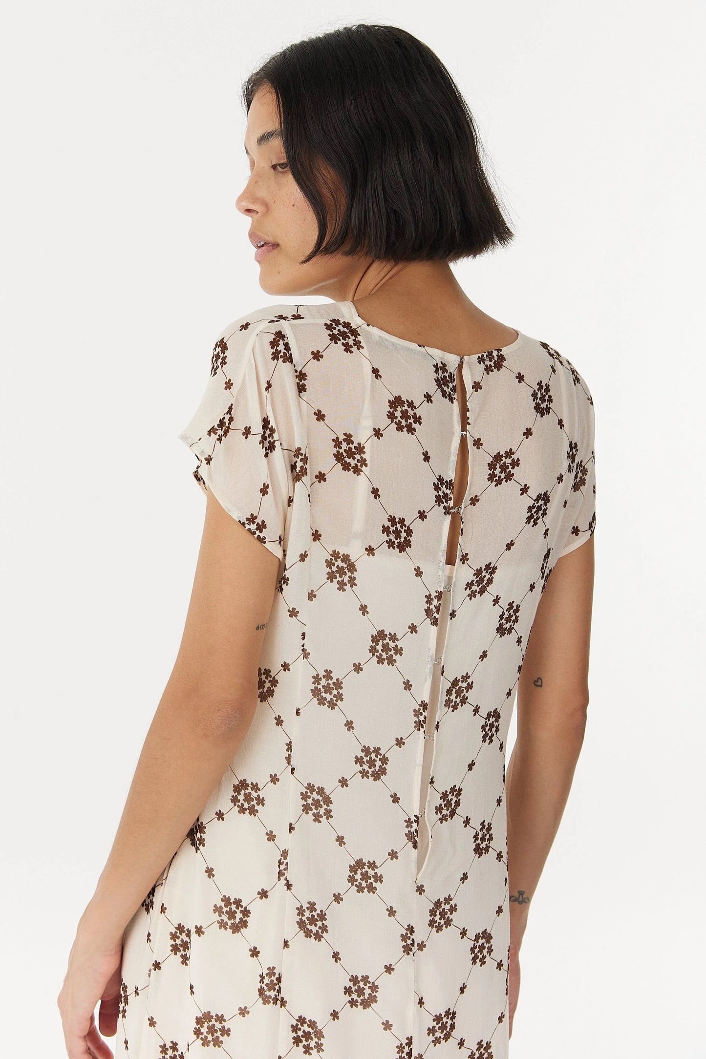 Sheer Motion Capture Sleeve Dress - Linear Bloom