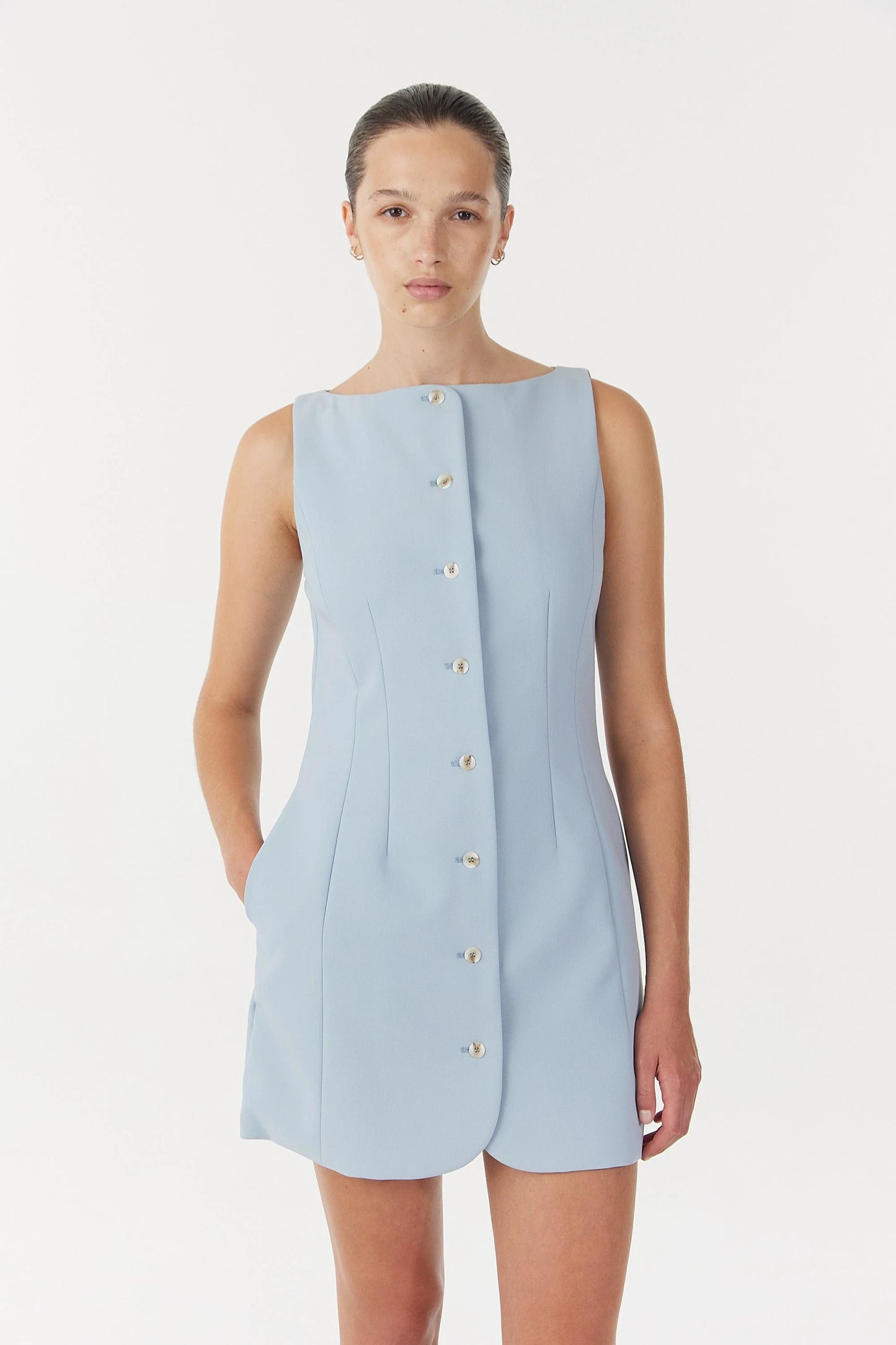 Skyline Tailored Mini Dress - Powder Blue