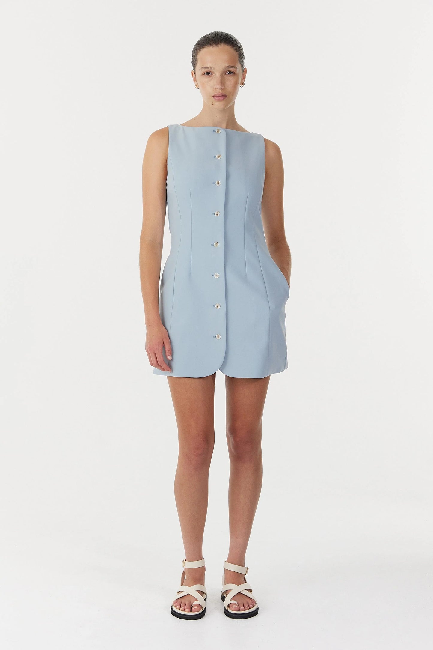 Skyline Tailored Mini Dress - Powder Blue