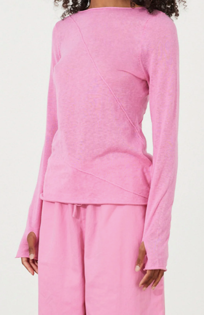 Sea Pink Panelled Knit Top