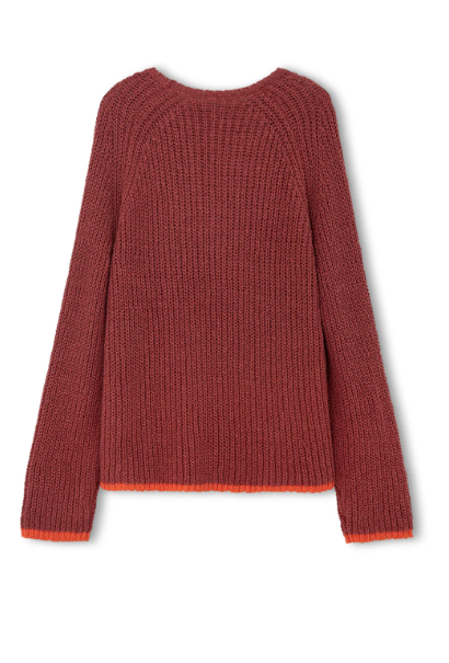 Plum Contrast Rib Knit Jumper