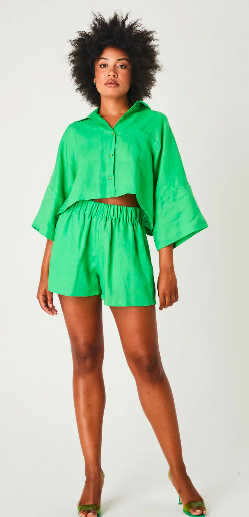 Green Line Cropped Shirt